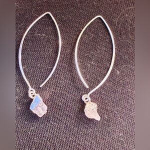 Handcrafted Sterling Silver Earrings with Raw Rose Quartz